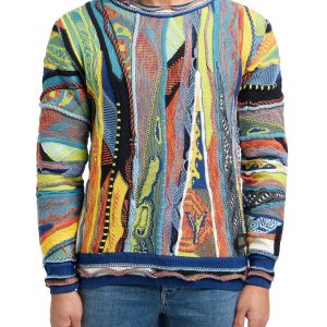 Carlo Colucci RONDE HALS GEBREIDE TRUI Kleurrijk.