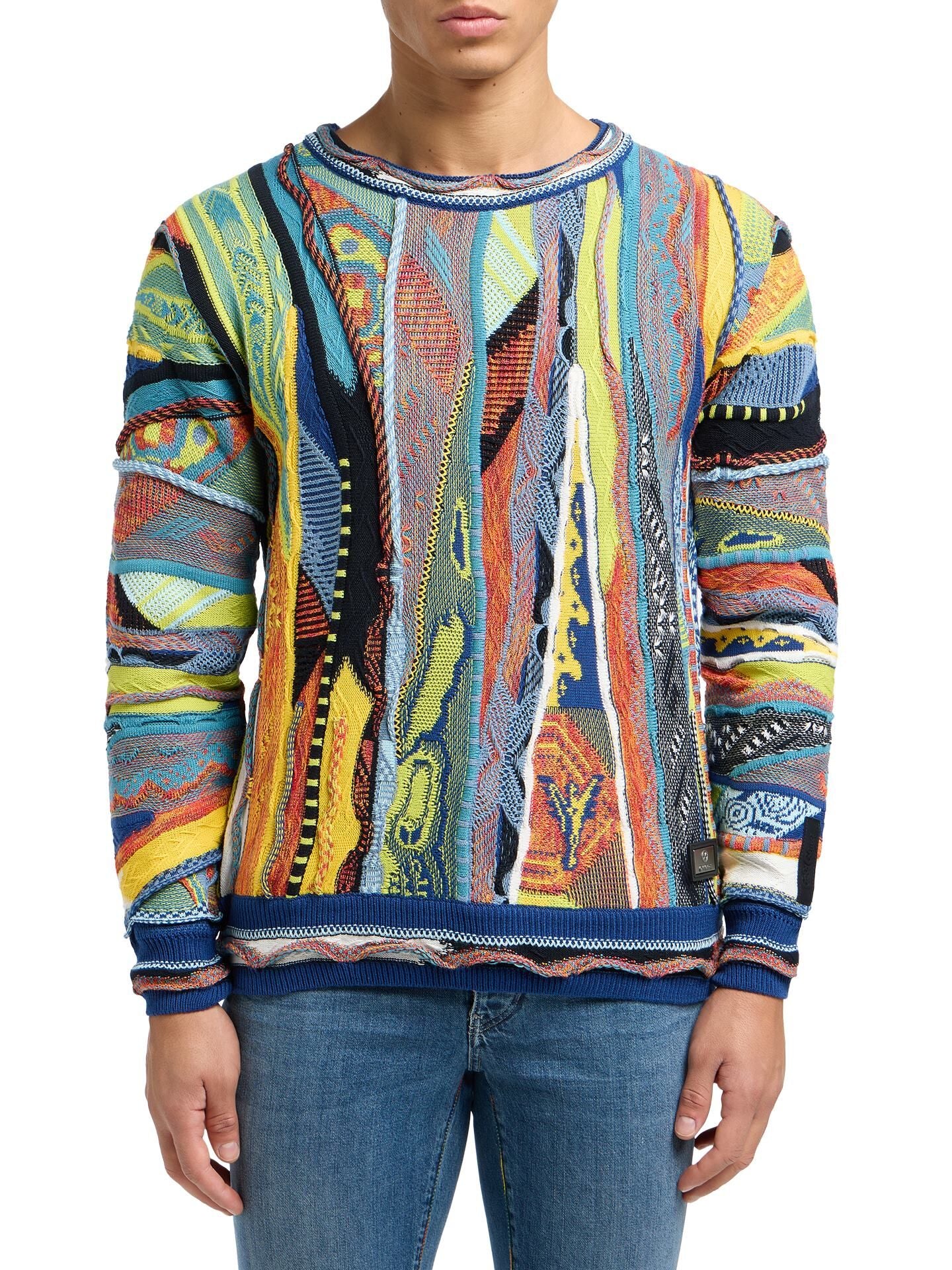 Carlo Colucci RONDE HALS GEBREIDE TRUI Kleurrijk.