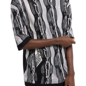 CARLO COUCCI GEBREIDEN T-SHIRT ZWART( GEEN PRINT)