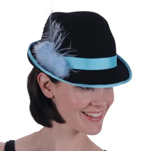 Tiroler dameshoed zwart-tuquoise