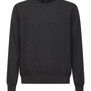 Montechiaro Gebreide Trui met Structuur Zwart Maat-S