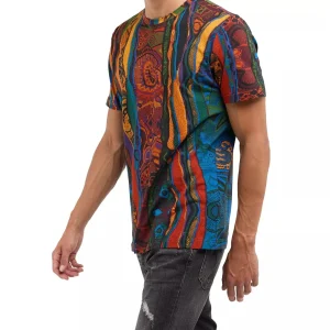 Carlo Colucci t-shirt met gebreide print Zwart Rood Maat-XS