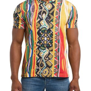 Carlo Colucci T-shirt met Allover knit-Print Veelkleurig.