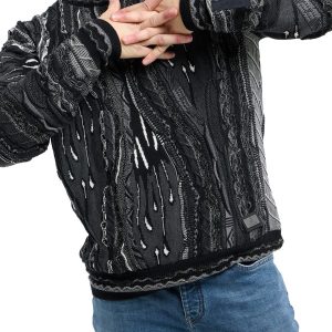 CARLO COLUCCI 3D GEBREIDEN TRUI ZWART.