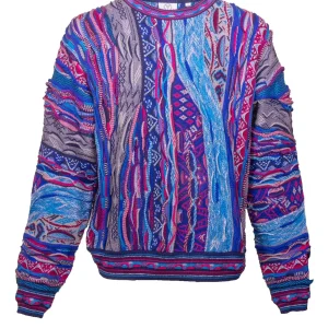 Carlo Colucci trui met ronde hals en jacquardpatroon Marineblauw