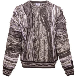 Carlo Colucci trui met ronde hals en jacquard patroon Antraciet