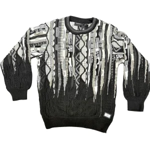 3D Jacquard Gebreiden trui Zwart Grijs