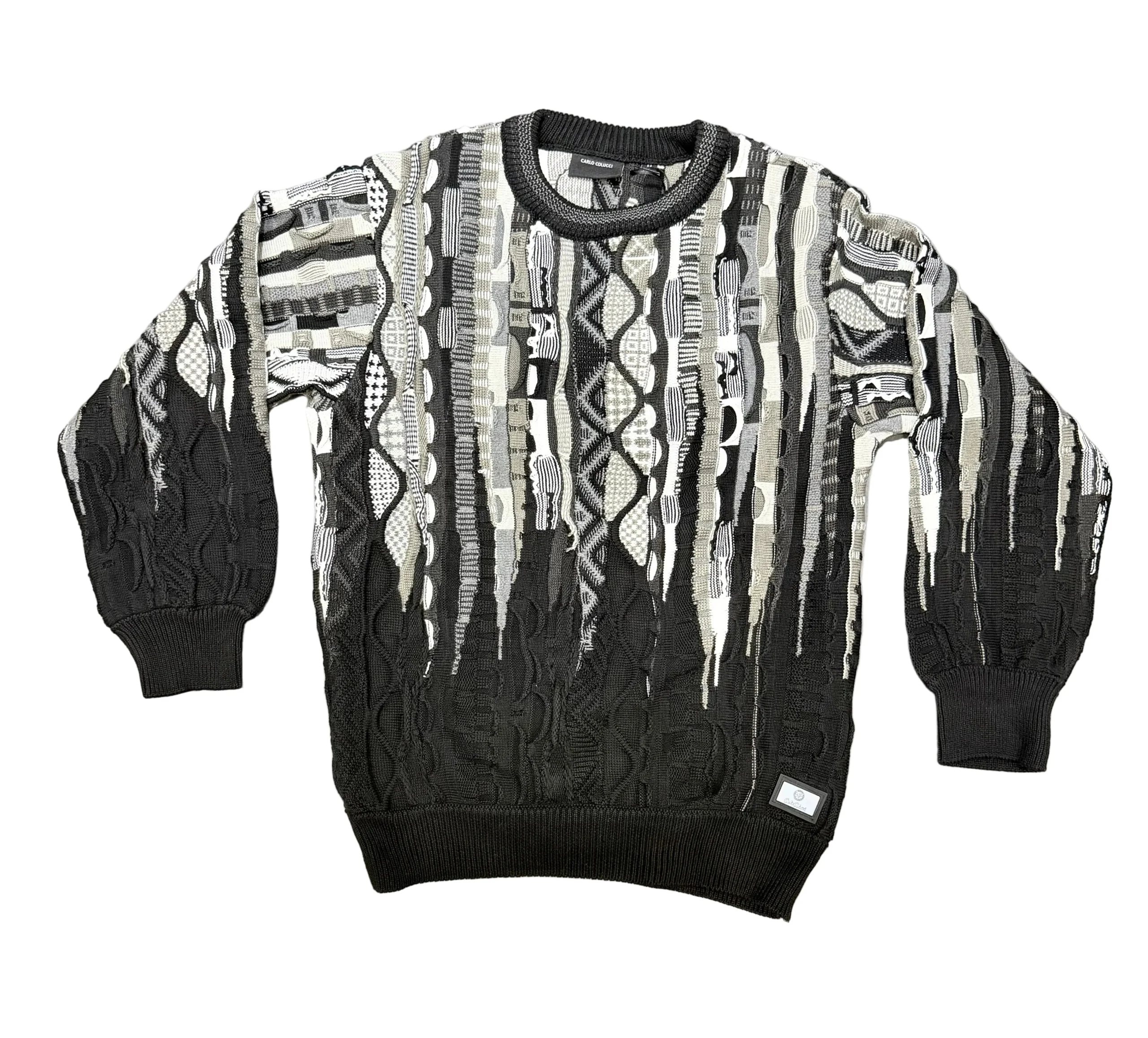 3D Jacquard Gebreiden trui Zwart Grijs - Afbeelding 2