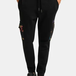 Carlo Colucci joggingbroek in cargostijl, Zwart