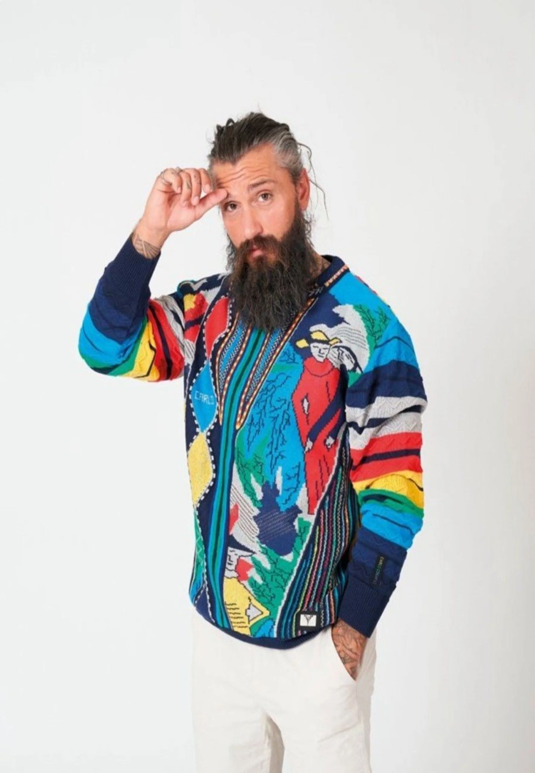 Carlo Colucci Gebreide Trui Limited Edition Blauw Maat-XXL - Afbeelding 2