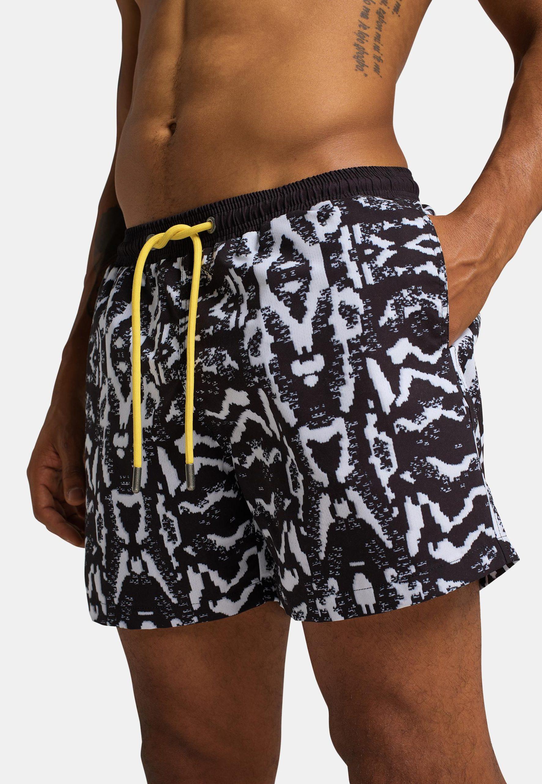 Carlo Colucci Zwemshort met gebreide print, Zwart Maat-XS - Afbeelding 4