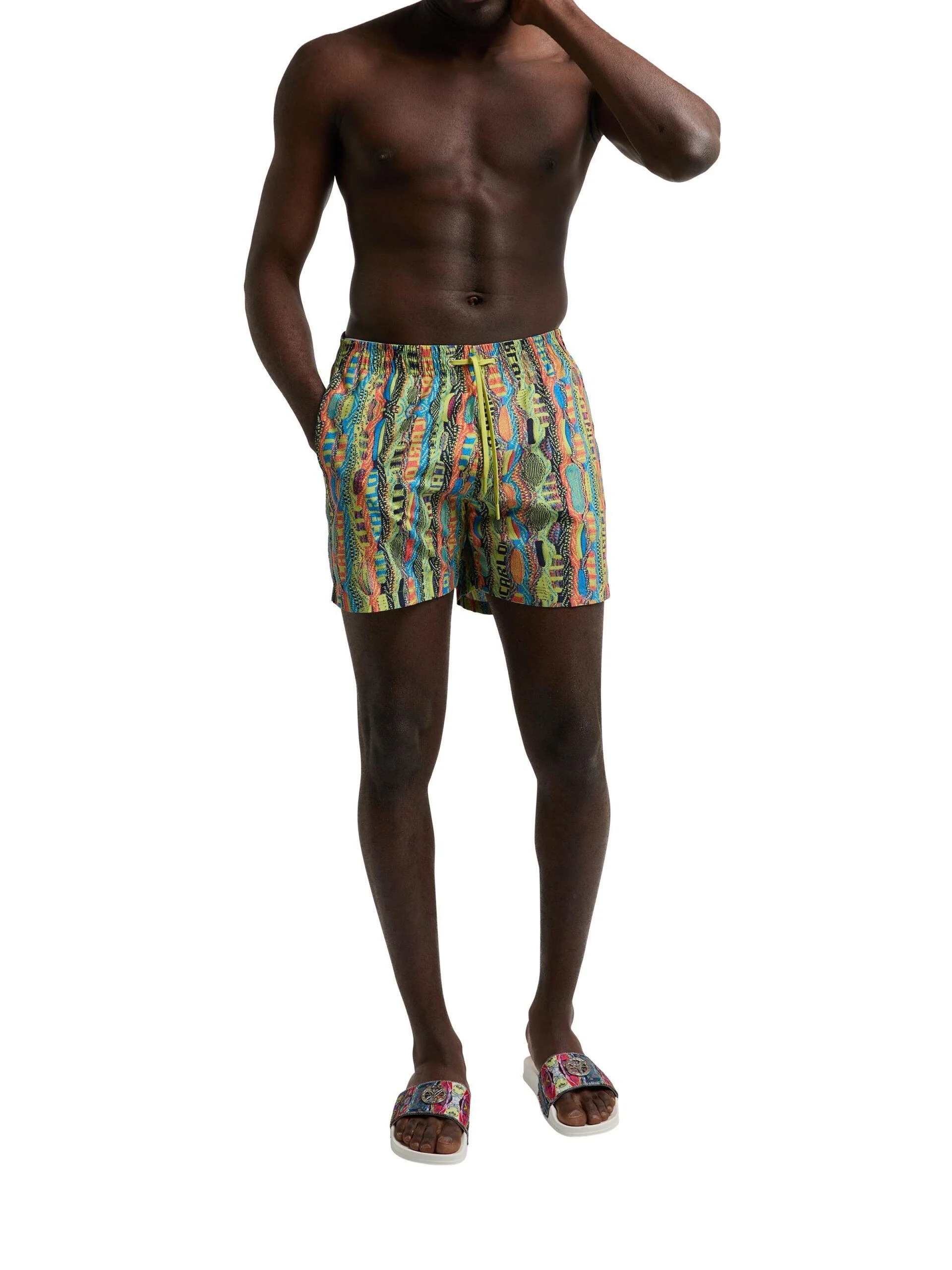 Carlo Colucci zwemshort met gebreid patroon Groen XS - Afbeelding 4