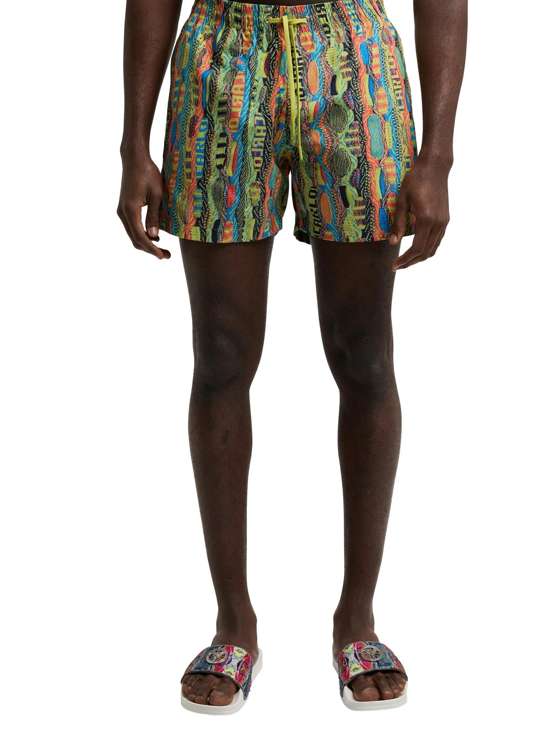 Carlo Colucci zwemshort met gebreid patroon Groen XS