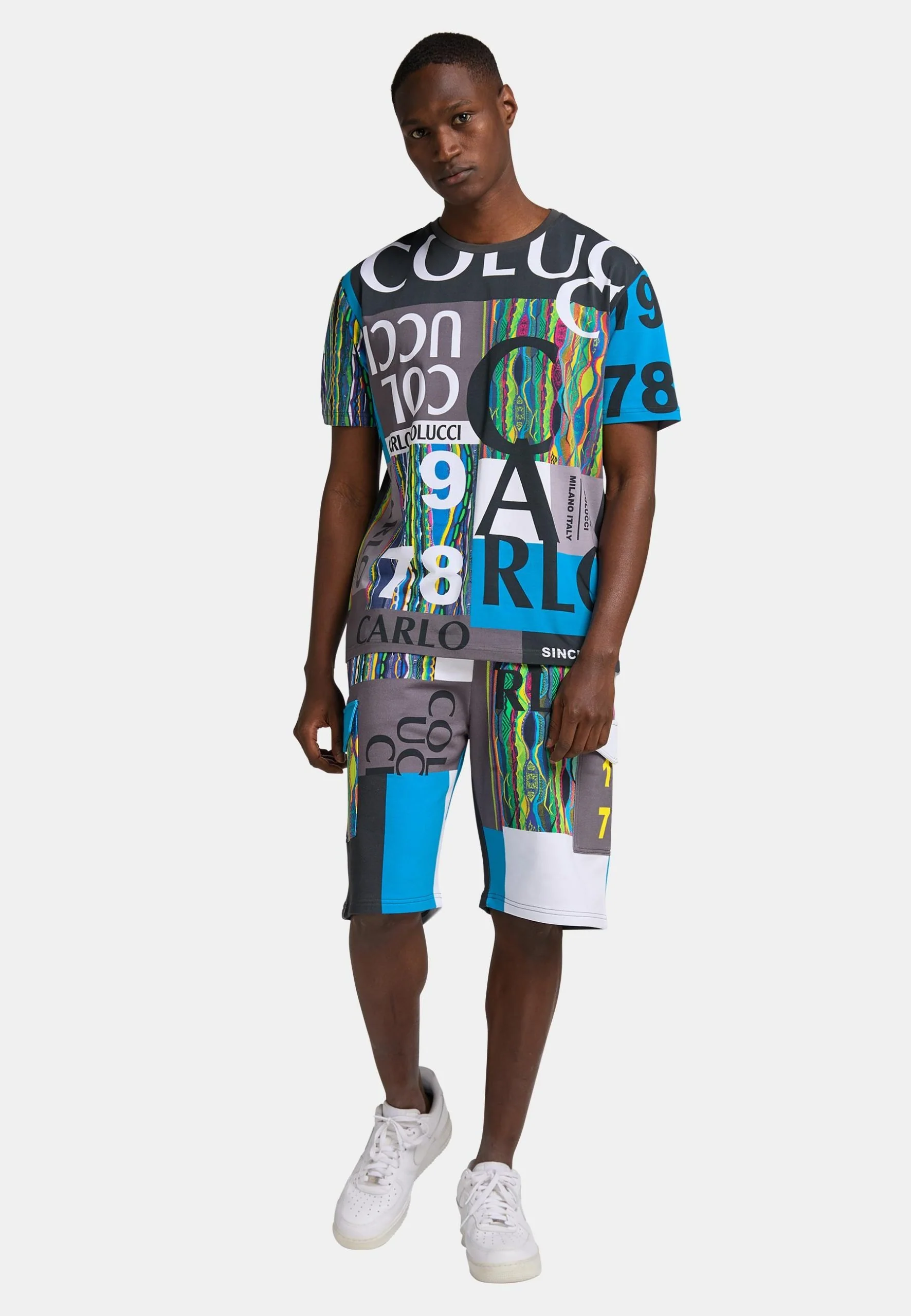 Carlo Colucci sweatshort met cargozakken, Antraciet Maat-XXL - Afbeelding 4