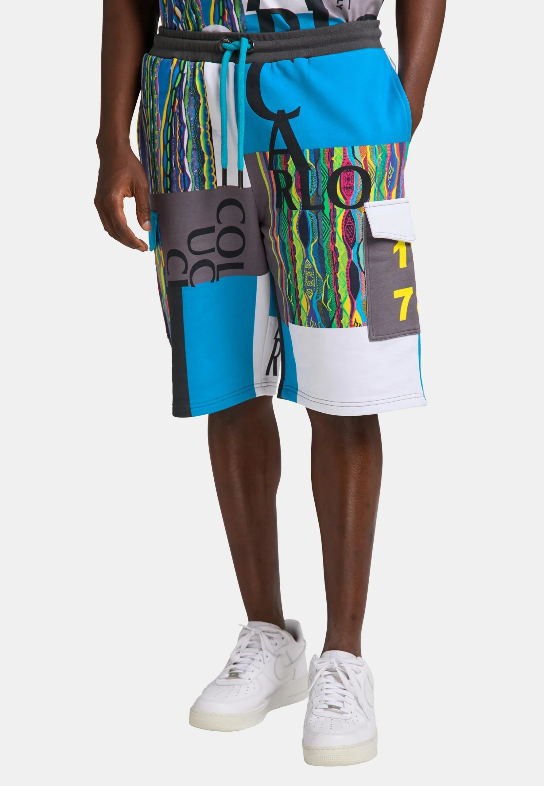 Carlo Colucci sweatshort met cargozakken, Antraciet Maat-XXL