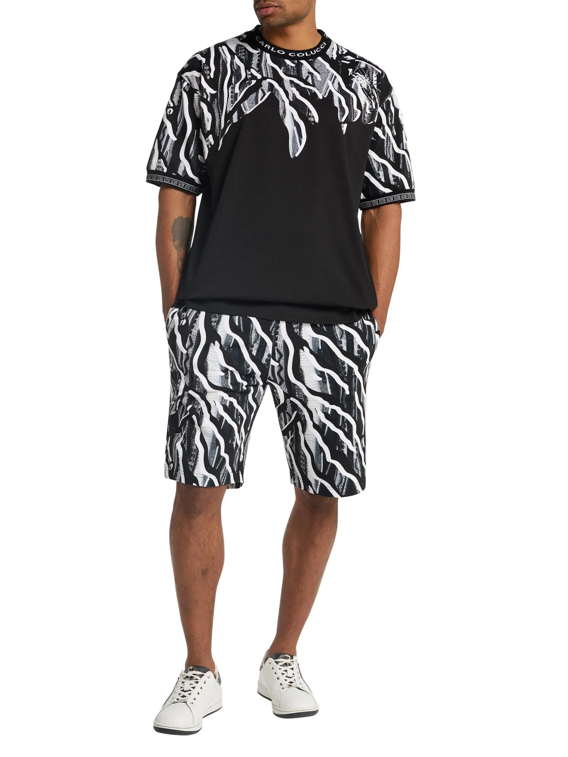 Carlo Colucci sweatshort met all-over print - Afbeelding 4