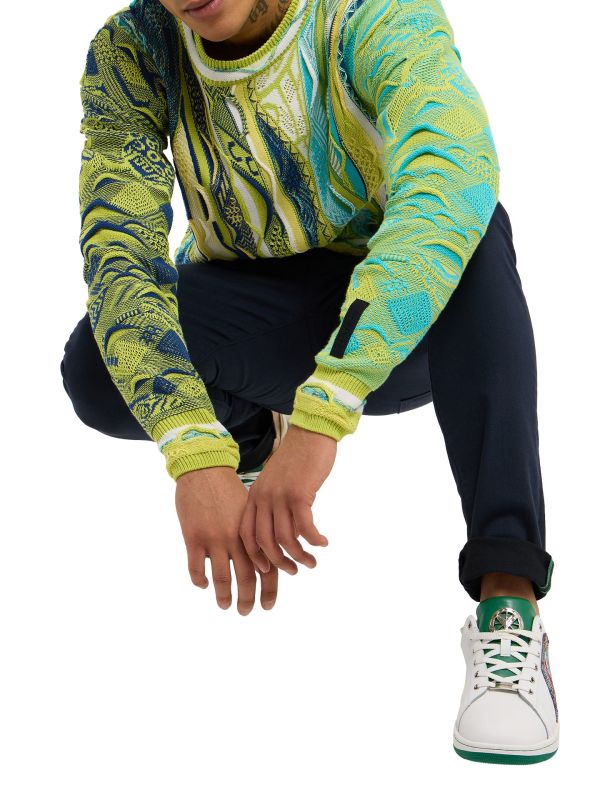 Carlo Colucci oversized gebreide trui Groen Maat-XS - Afbeelding 4