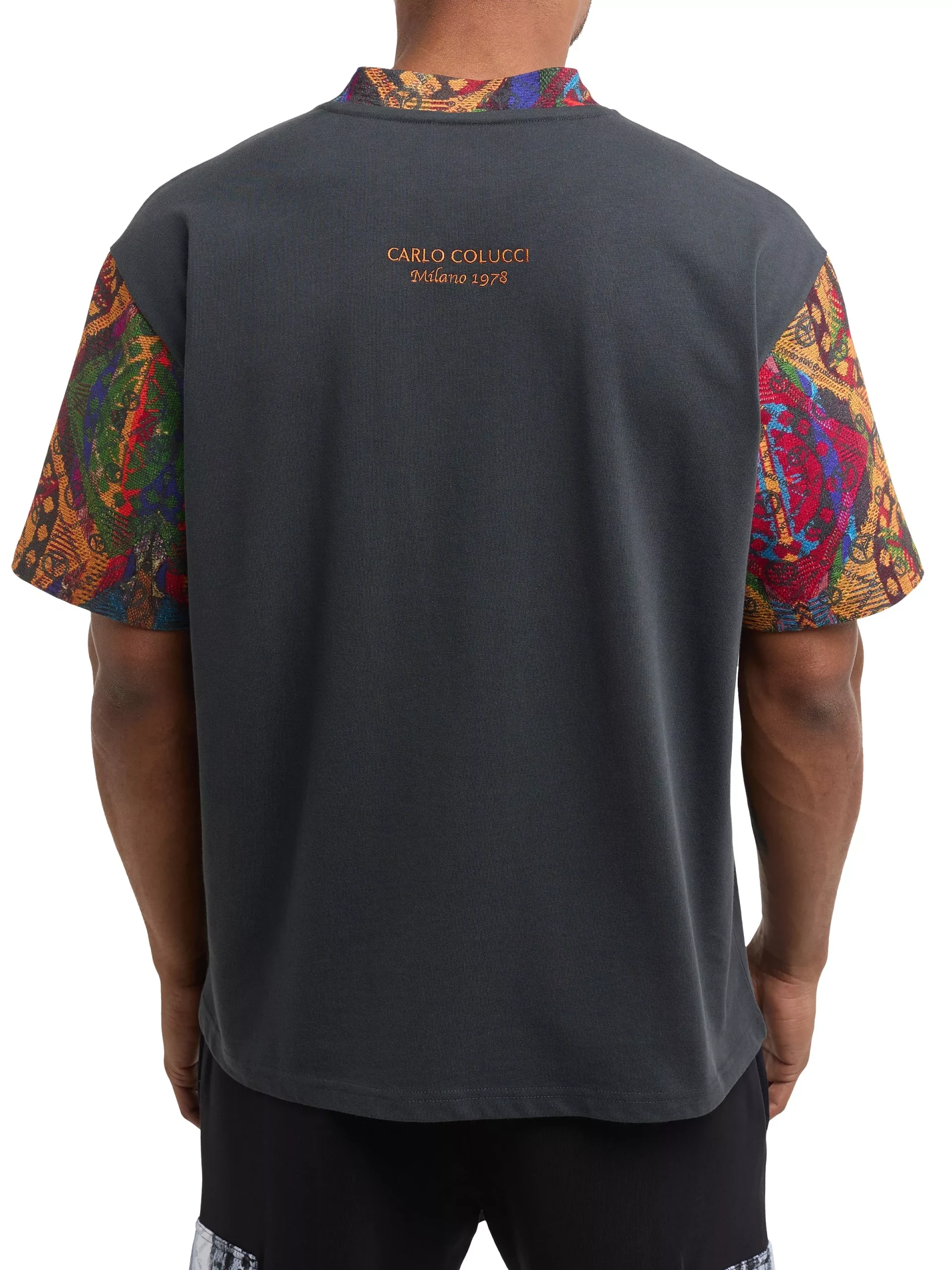 Carlo Colucci oversized t-shirt Antraciet Maat-S - Afbeelding 3