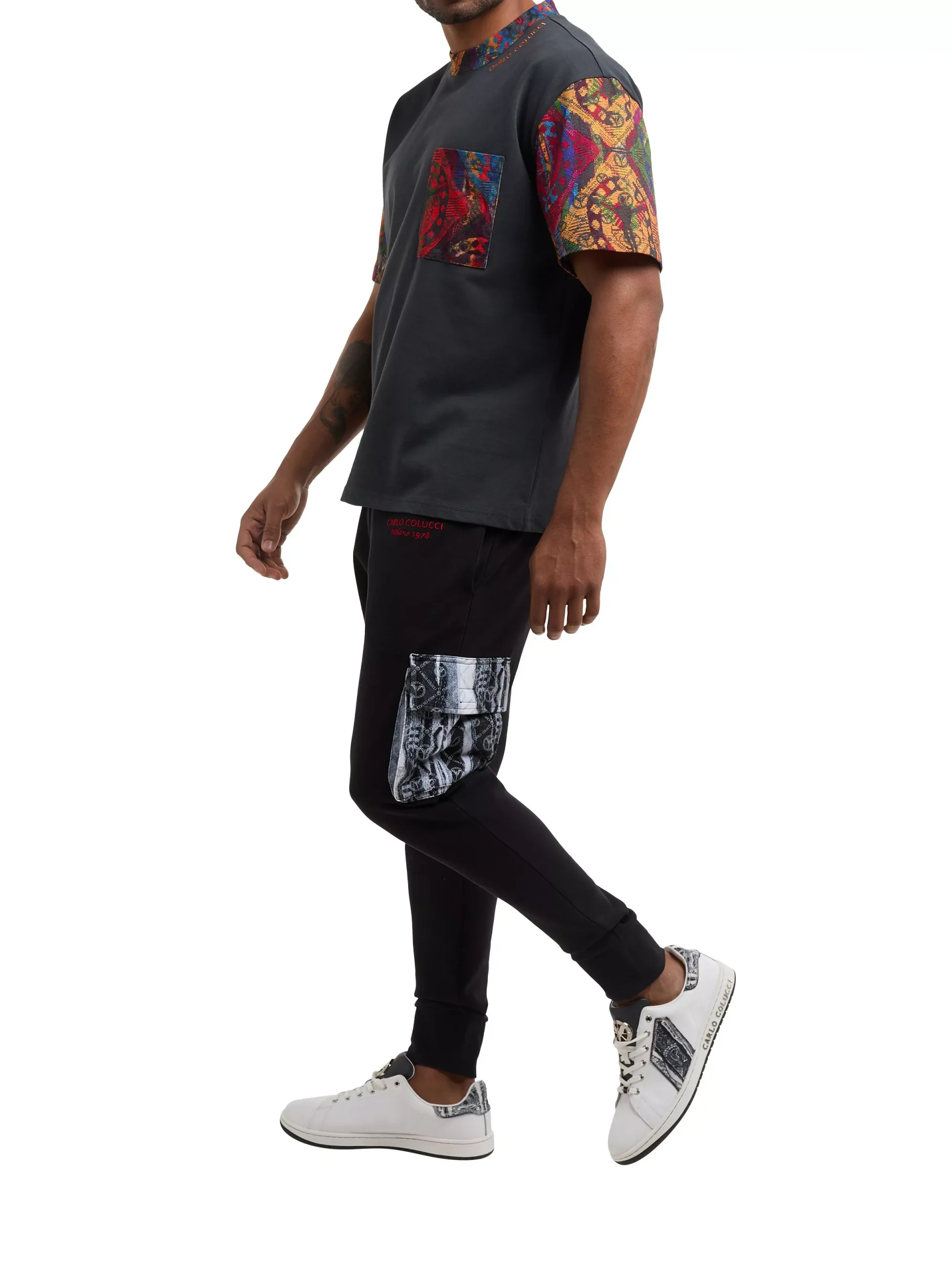 Carlo Colucci oversized t-shirt Antraciet Maat-S - Afbeelding 4