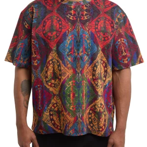 Carlo Colucci oversized t-shirt Antraciet Rood