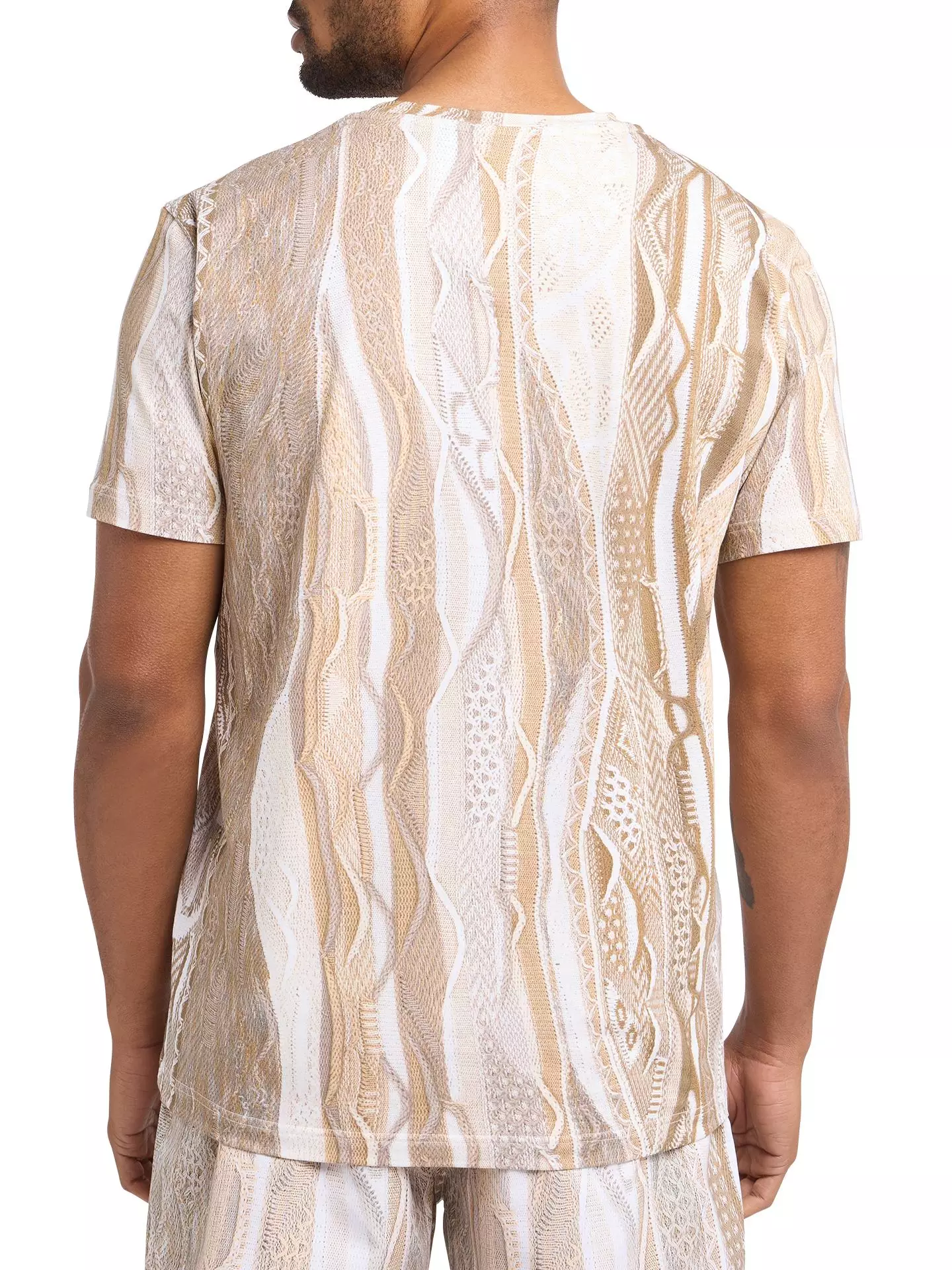 Carlo Colucci t-shirt met volledige print beige kleur - Afbeelding 4