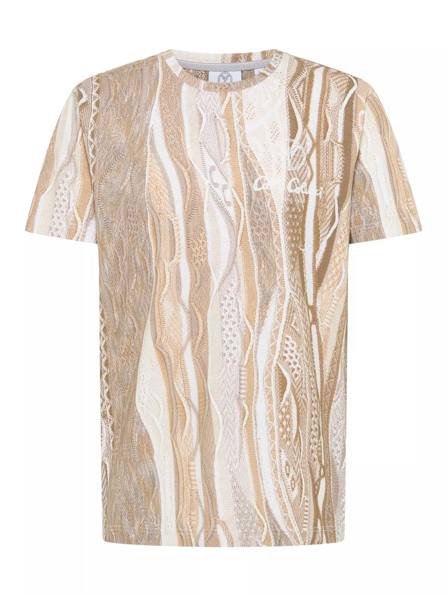 Carlo Colucci t-shirt met volledige print beige kleur - Afbeelding 3