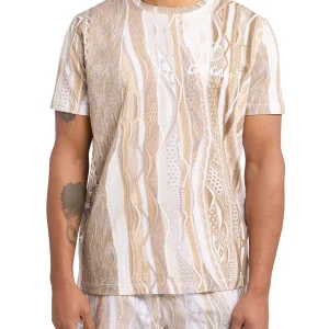 Carlo Colucci t-shirt met volledige print beige kleur