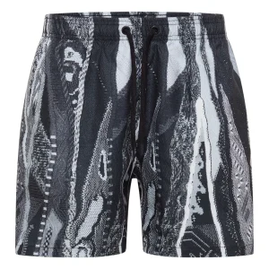 Carlo Colucci zwemshort met gebreide print - Zwart