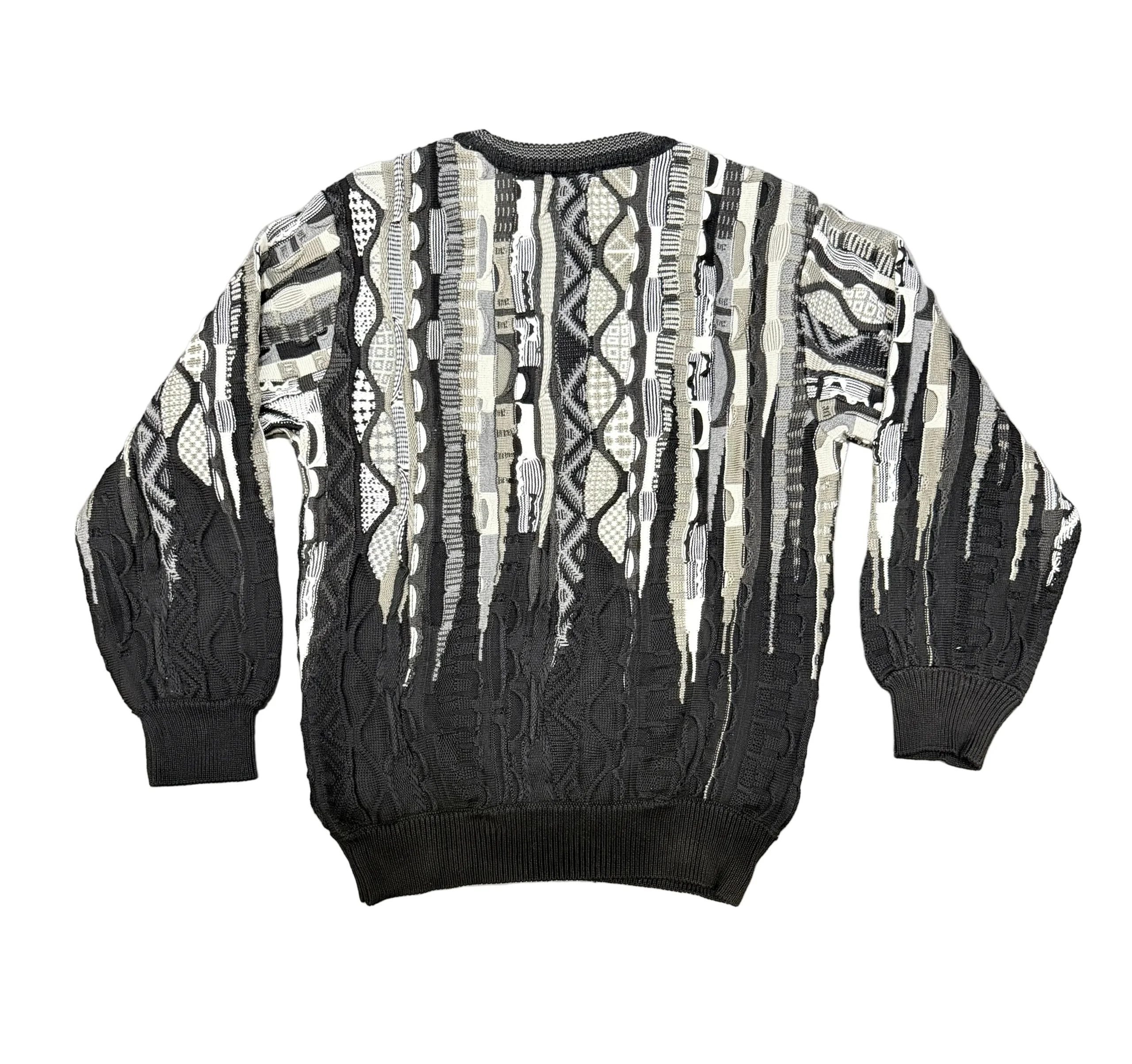 3D Jacquard Gebreiden trui Zwart Grijs - Afbeelding 3