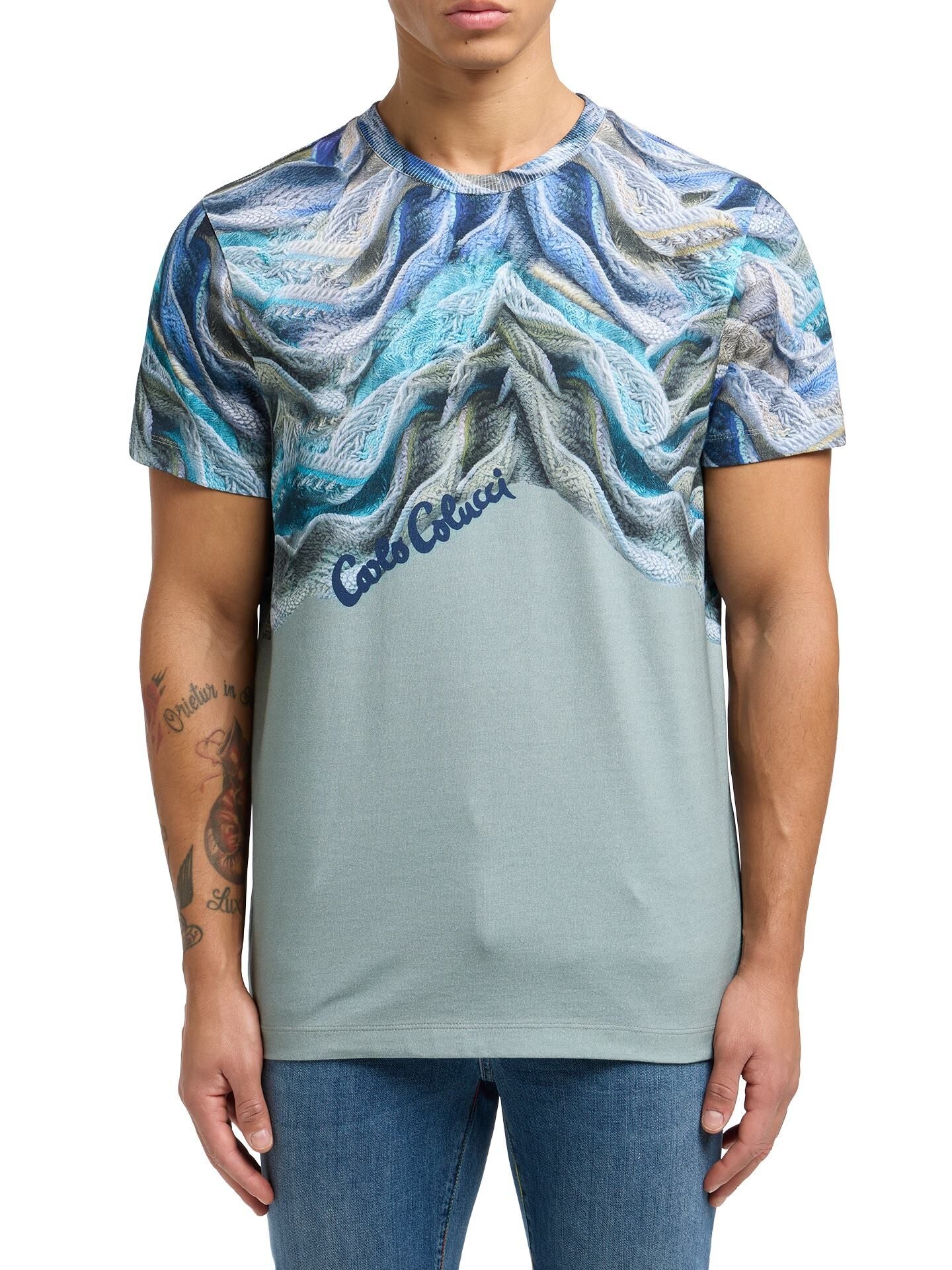 Carlo Colucci T-SHIRT - KUNSTMATIG GEBREID Groen.