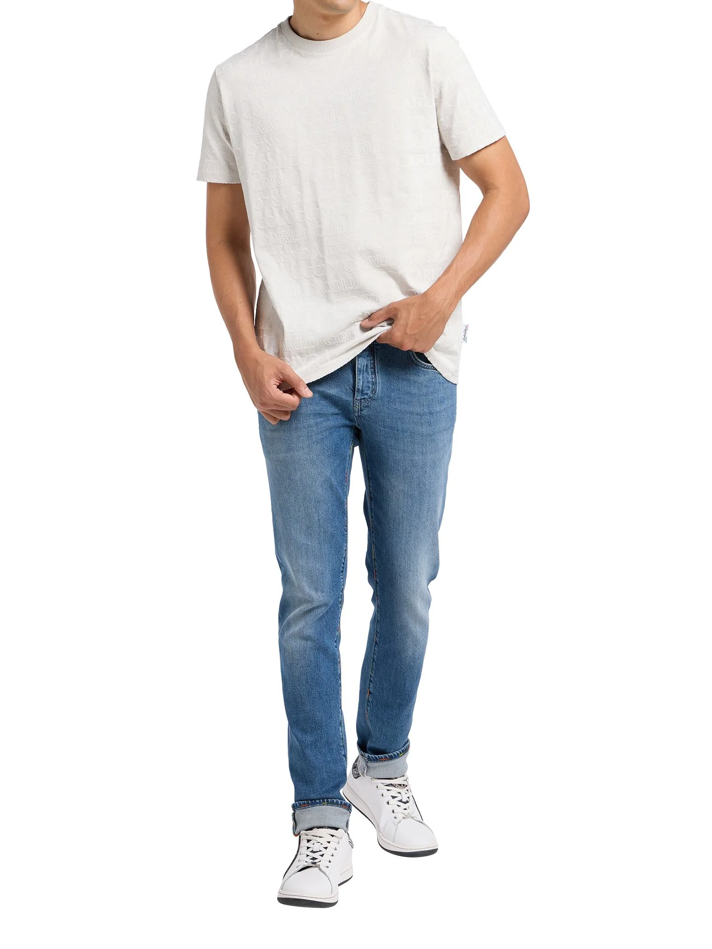 Carlo Colucci T-shirt met Flok-Monogram Zwart en Zilver - Afbeelding 9