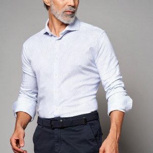 Desoto overhemd Luxury line met blauwe patronen, Wit