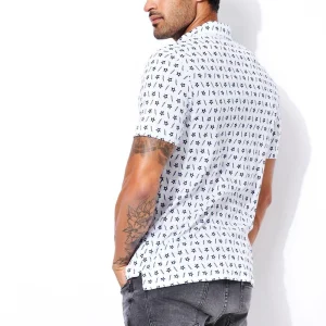 Desoto overhemd Polo Kent met sterren print, Blauw-wit