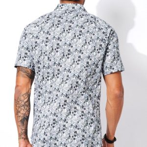 Desoto overhemd Modern BD met bloemen print, Blauw-Groen