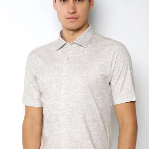 Desoto overhemd korte mouw Beige kleur