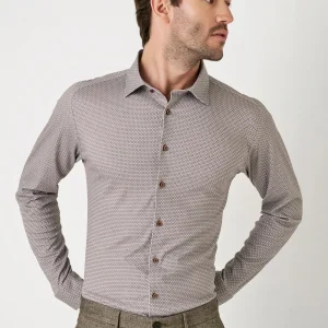 Desoto overhemd slim fit Wit bruin