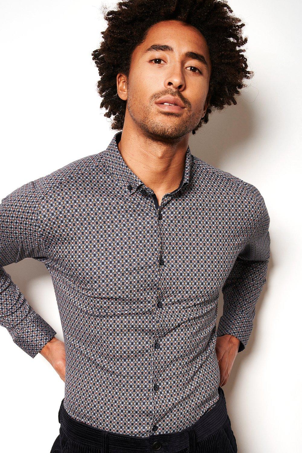 Desoto overhemd met sterrenprint, Blauw - Afbeelding 2