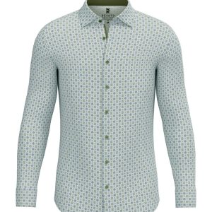 Desoto overhemd Kent met bloemetjes patroon, Groen