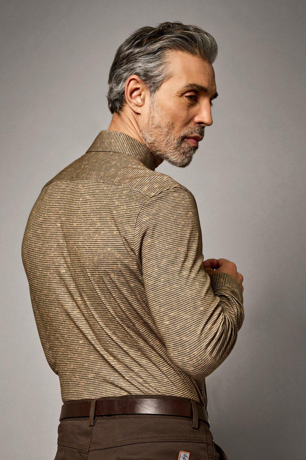 Desoto overhemd Luxury line met motief, Bruin Maat-42. - Afbeelding 3