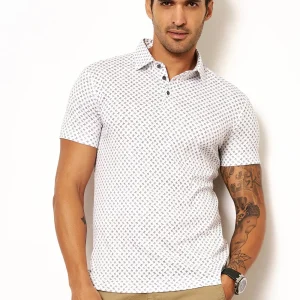 Desoto polo met korte mouwen zandkleur blauwe sterren