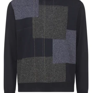 Montechiaro Trui met 3D Ruit Motief Blauw.