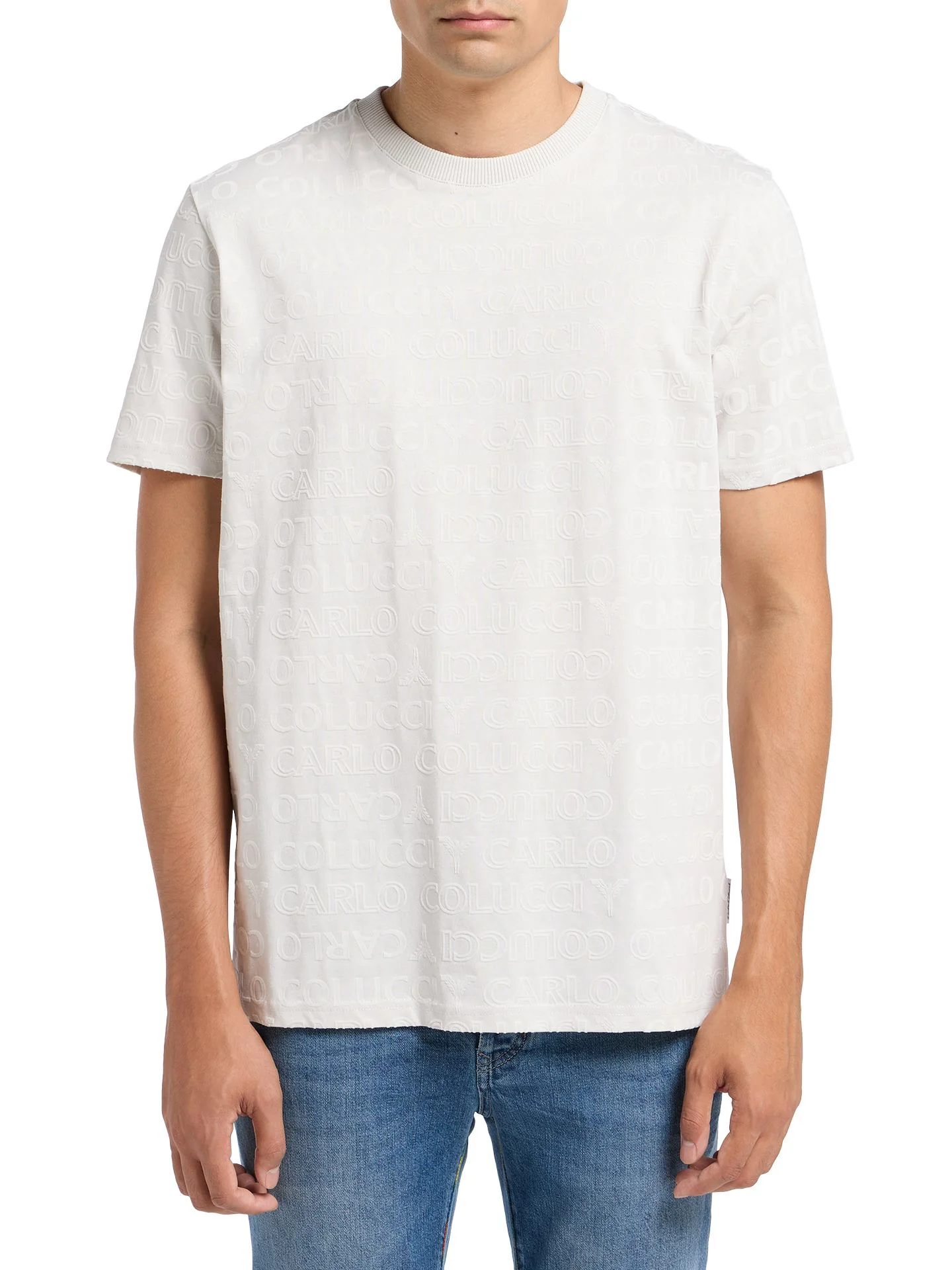 Carlo Colucci T-shirt met Flok-Monogram Zwart en Zilver - Afbeelding 8