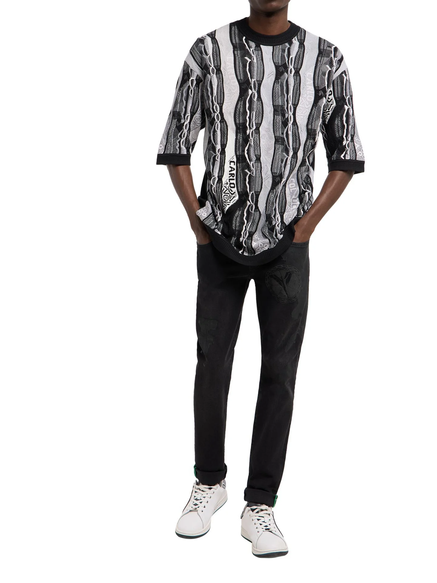 CARLO COUCCI GEBREIDEN T-SHIRT ZWART( GEEN PRINT) - Afbeelding 5