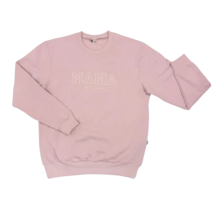 Geborduurde mama Sweater roze college stijl -  MAMA met jaartal