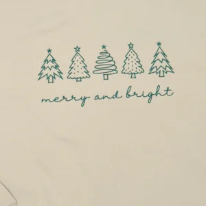 Geborduurde Kersttrui Beige 'Merry & Bright' voor Baby, Kids, Papa en Mama
