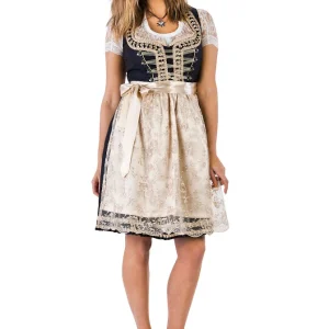 Dirndl Luxe Donkerblauw Creme met Satijn