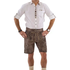 Lederhose Kort Luxe Zandbruin Geitenleer