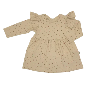 Baby en Kids Jurk Rib Beige met Bloemetjes