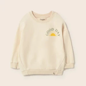 Cozmo - soft fleece baby sweater Good Day ivory