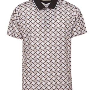 Lorenzoni polo met print Taupe Maat-48/S